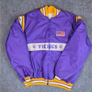 Vintage Minnesota Vikings Satin Bomber Jacket 4XL Long USA NFL 90s‎ DeLong